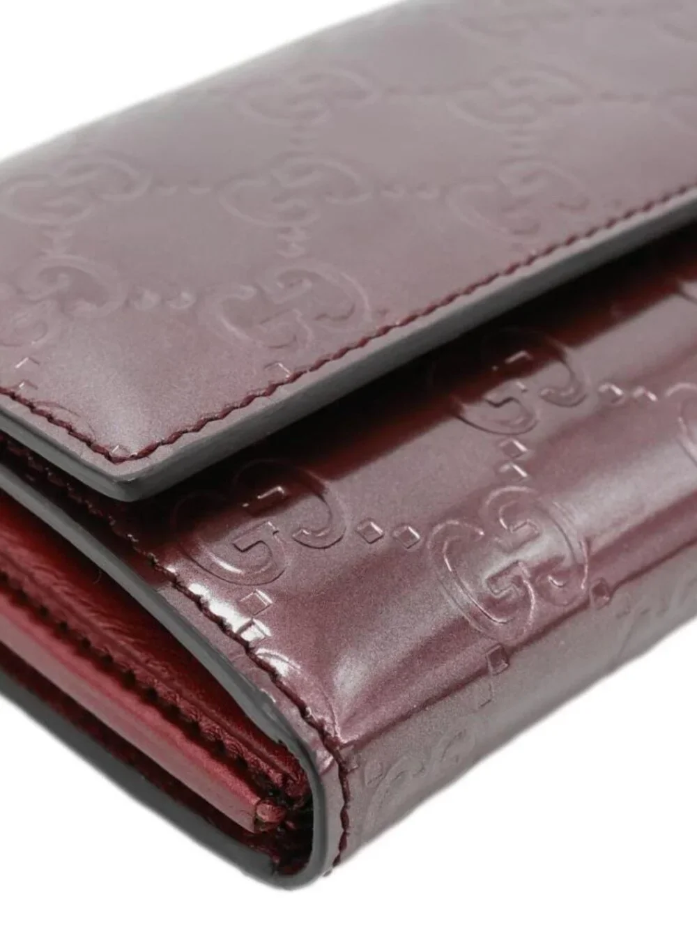 Gucci  Signature Lovely Heart GG Leather Continental Wallet Burgundy 245728 - Picture 5 of 8